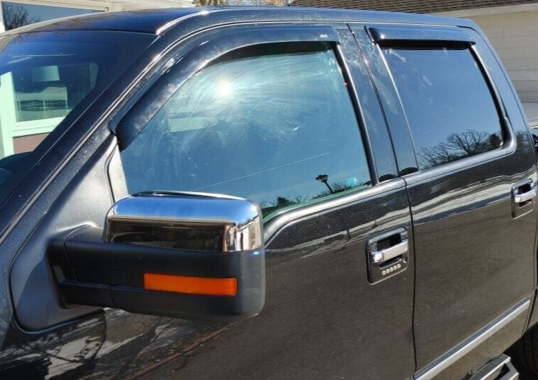 AVS Tape-On Smoke Rain Guards Vent Visors Shade for 2009-2014 Ford F150 Crew Cab