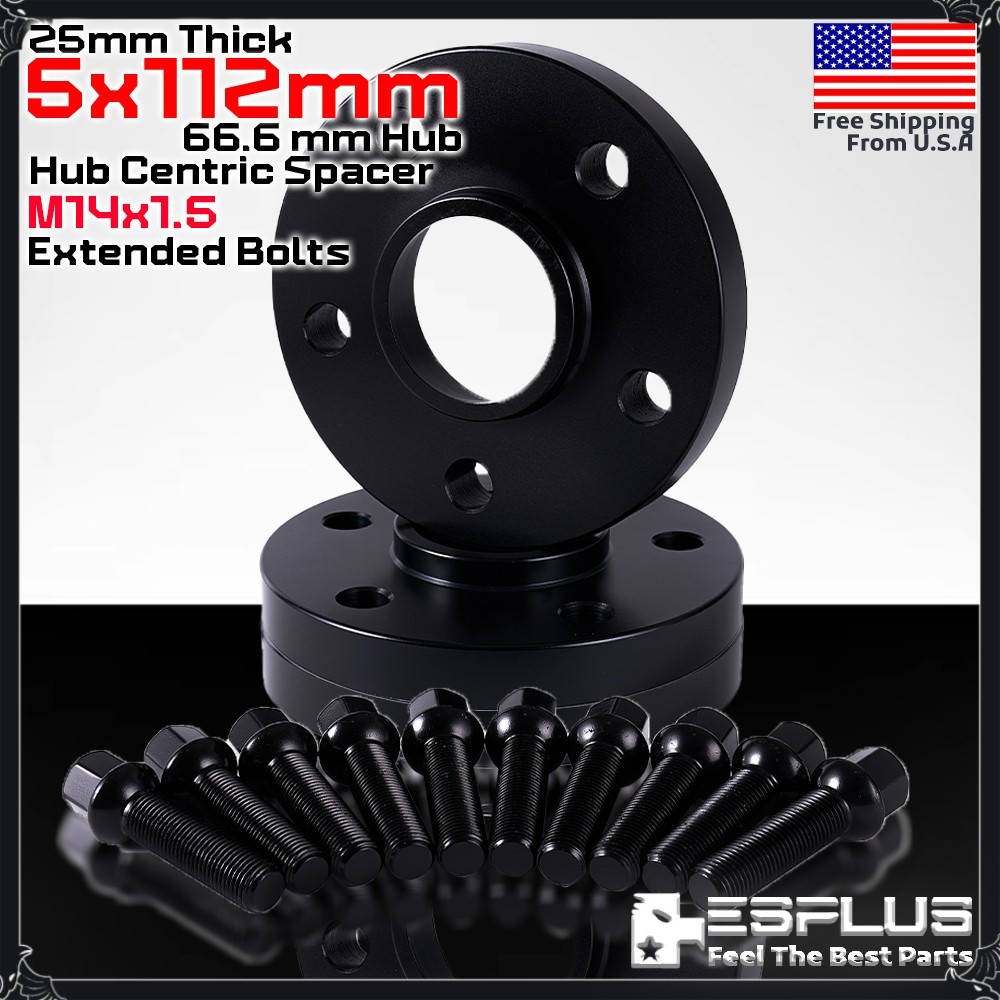 2x 25 mm Audi 5x112 66.6mm Hub Centric Spacer Fit Latest A/Q/R/RS/S/SQ -Series