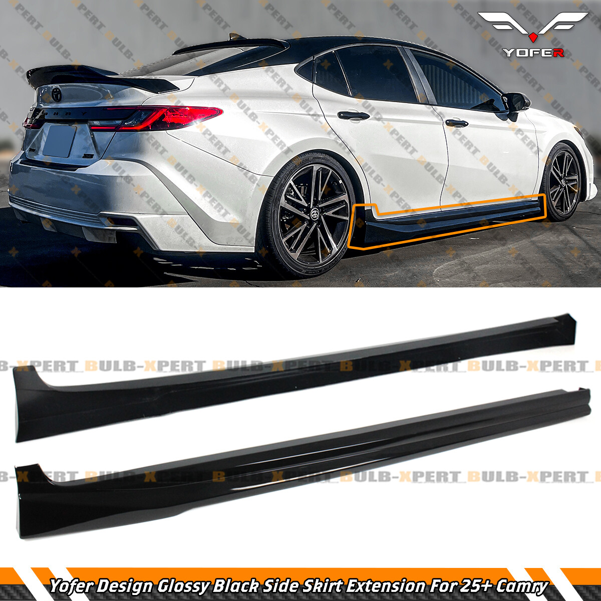 For 25-26 Toyota Camry LE XLE SE XSE Yofer JDM Gloss Black Side Skirt Extension