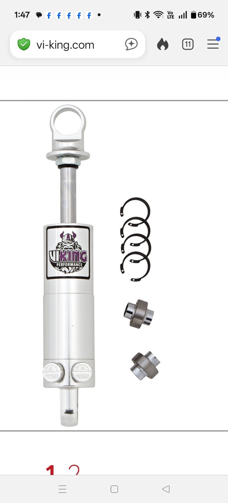 2 Viking D201 Custom Mount Double Adjustable Front/Rear Performance Shocks D201