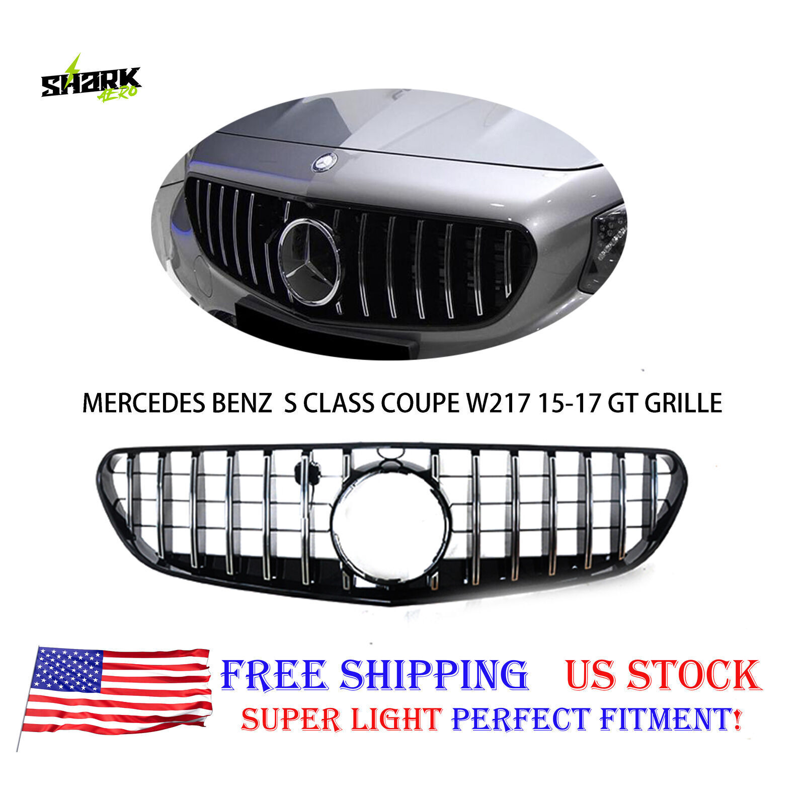 For Mercedes-Benz C217 W217 S coupe 2015-2017 Chrome AMG S63s GT Grille