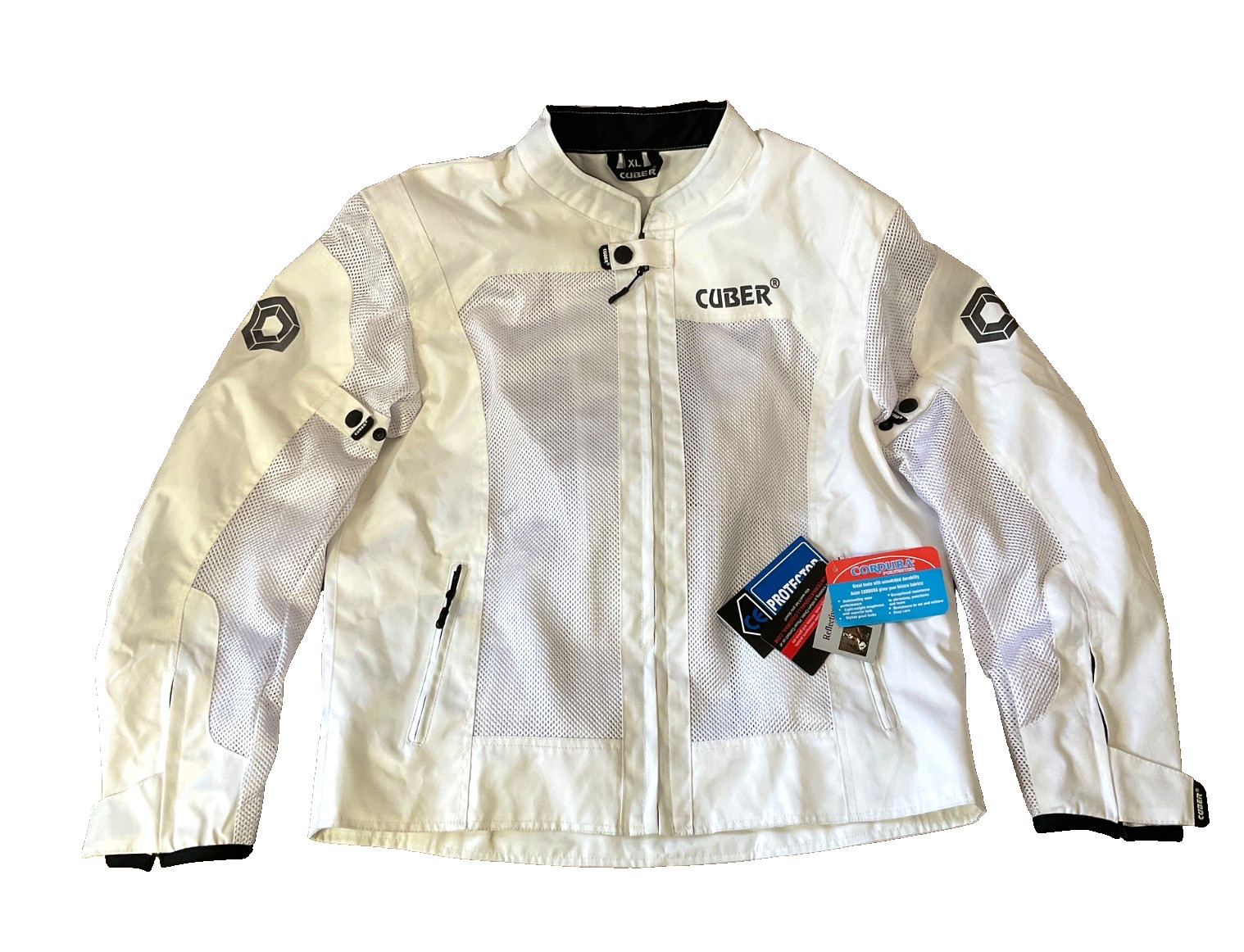 Cuber Motorcycle Breathable Men’s Mesh Jacket With CE Armor - Size XL (White)
