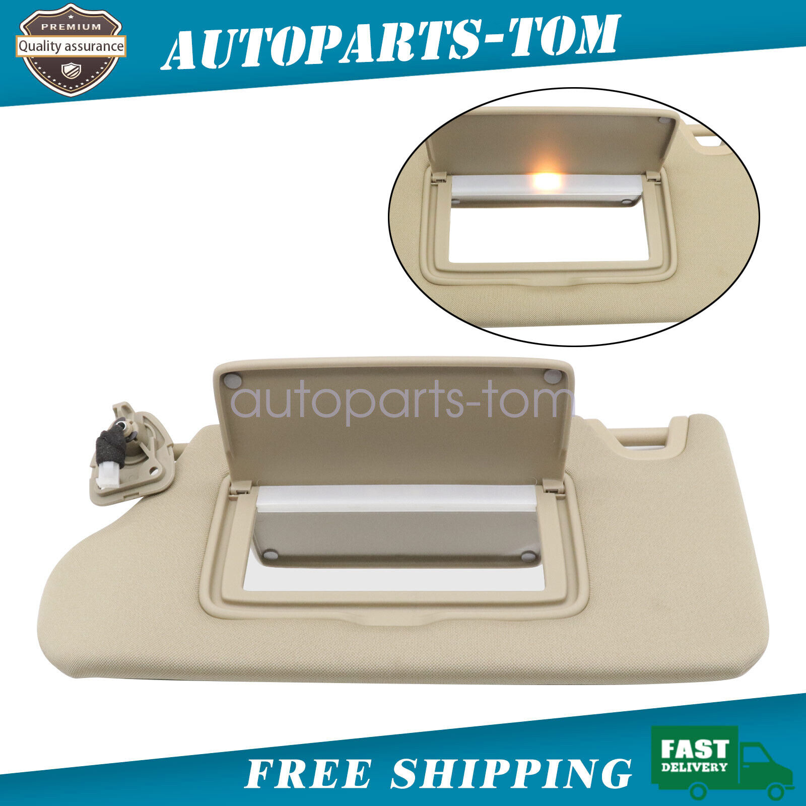 For 2013-2018 Nissan Altima Sun Visor With Light Mirror Driver Side Beige Tan
