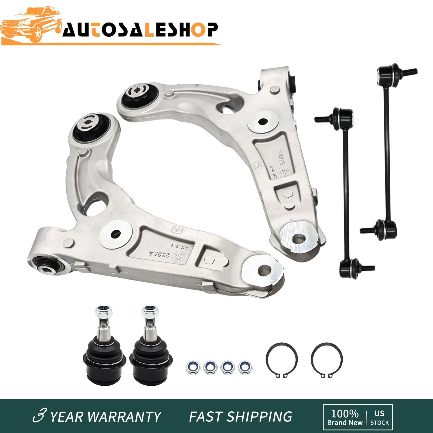 For 2014-2018 Jeep Cherokee Front Lower Control Arms Ball Joints Links 6Pcs FWD