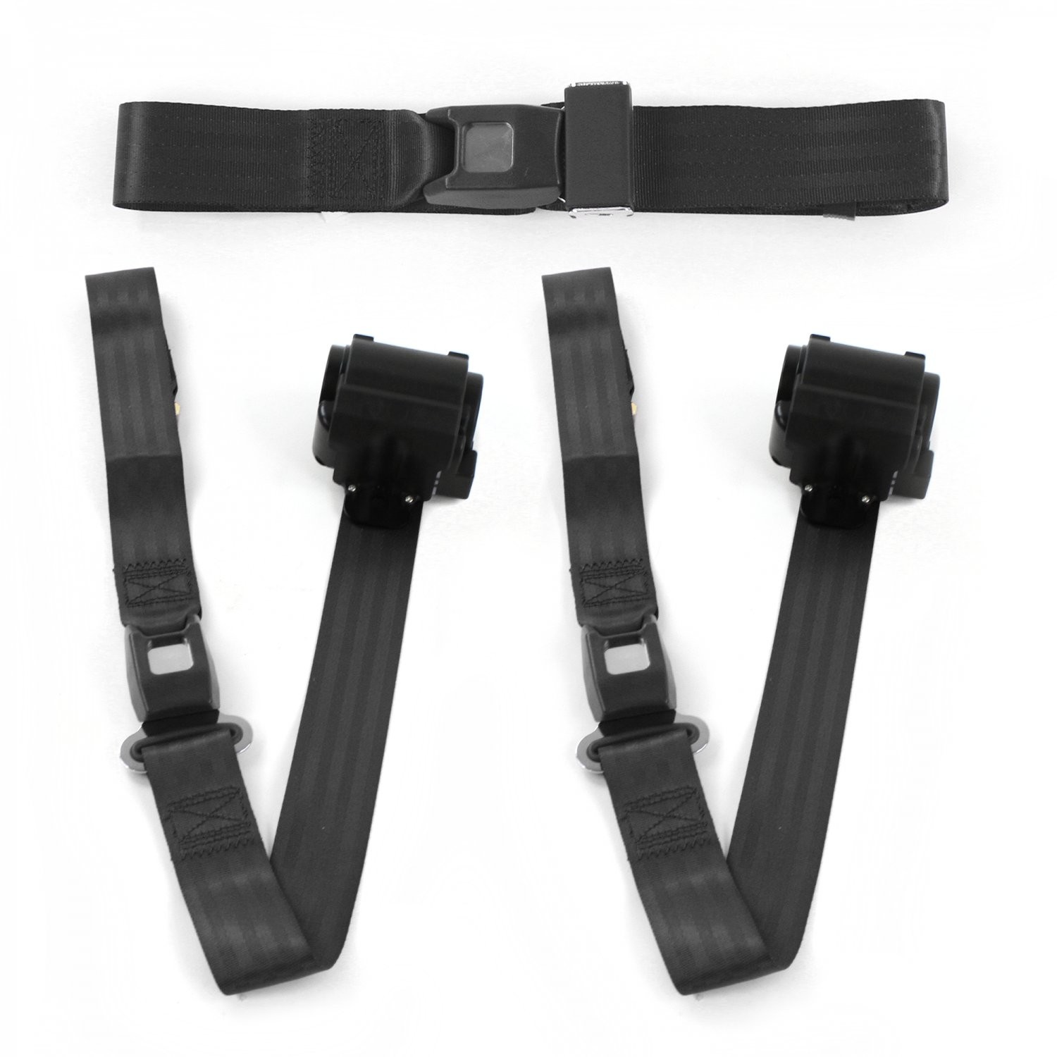 Early Cars 1935 - 1940 Standard 2pt BK Retractable Bench Seat Belt Kit - 3 Belts Early Cars 1935 - 1940 Standard 2pt BK Retractable Bench Seat Belt Kit - 3 Belts