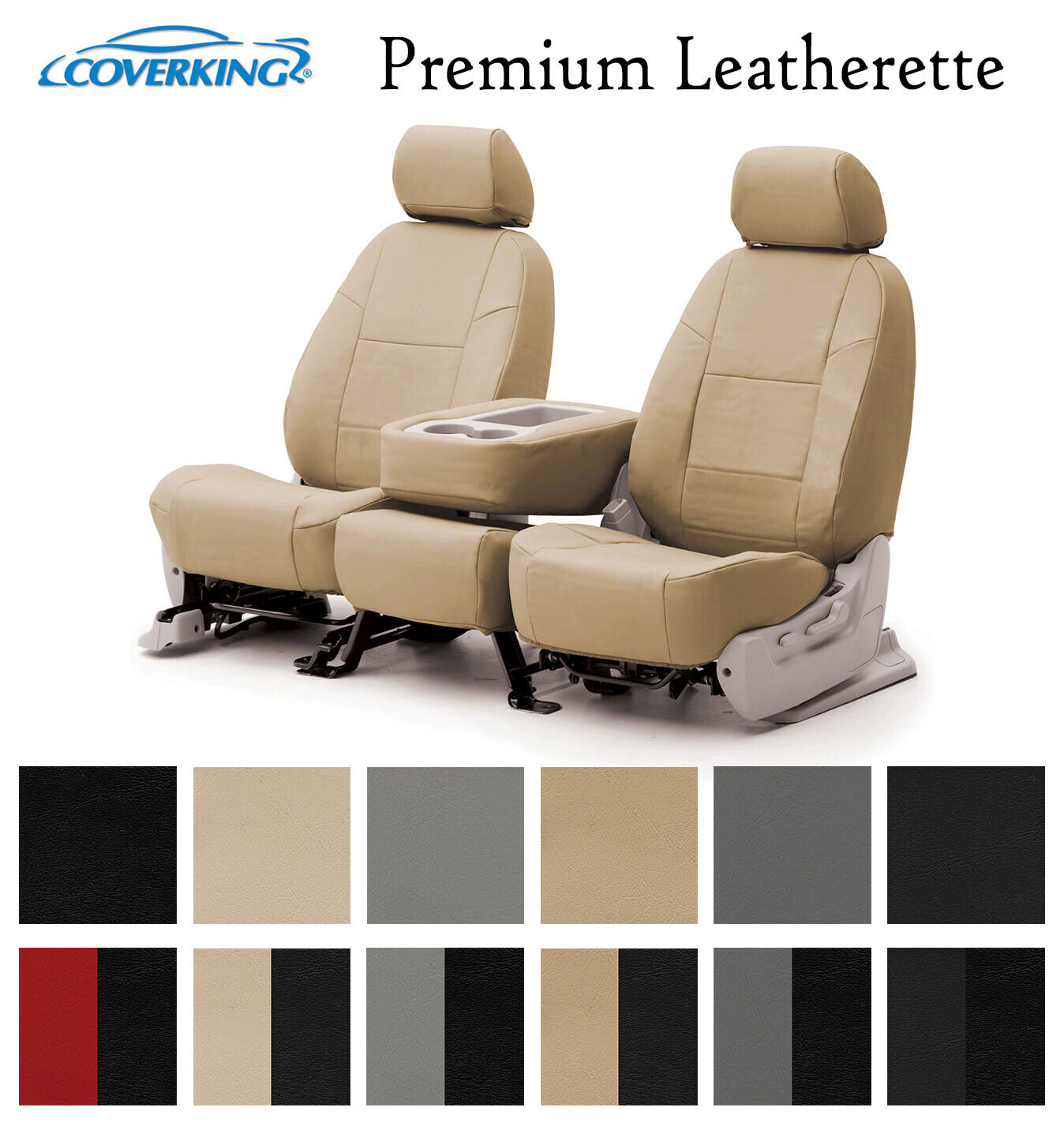 Coverking Custom Seat Covers Premium Leatherette Front Row - 12 Color Options