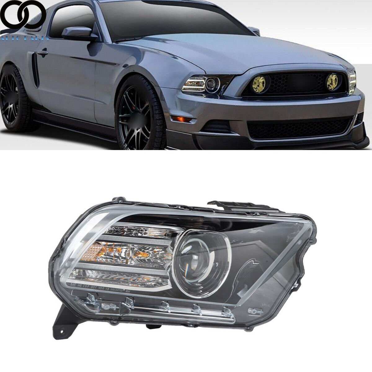 HID/Xenon w/LED Projector Right Passenger Headlight For Ford Mustang 2013-2014
