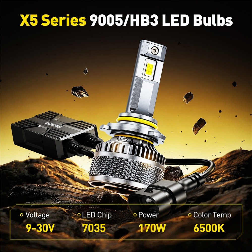 AUXITO 9005 HB3 LED Headlight Bulbs 6500K White 900% Brighter 32000LM 170W X5