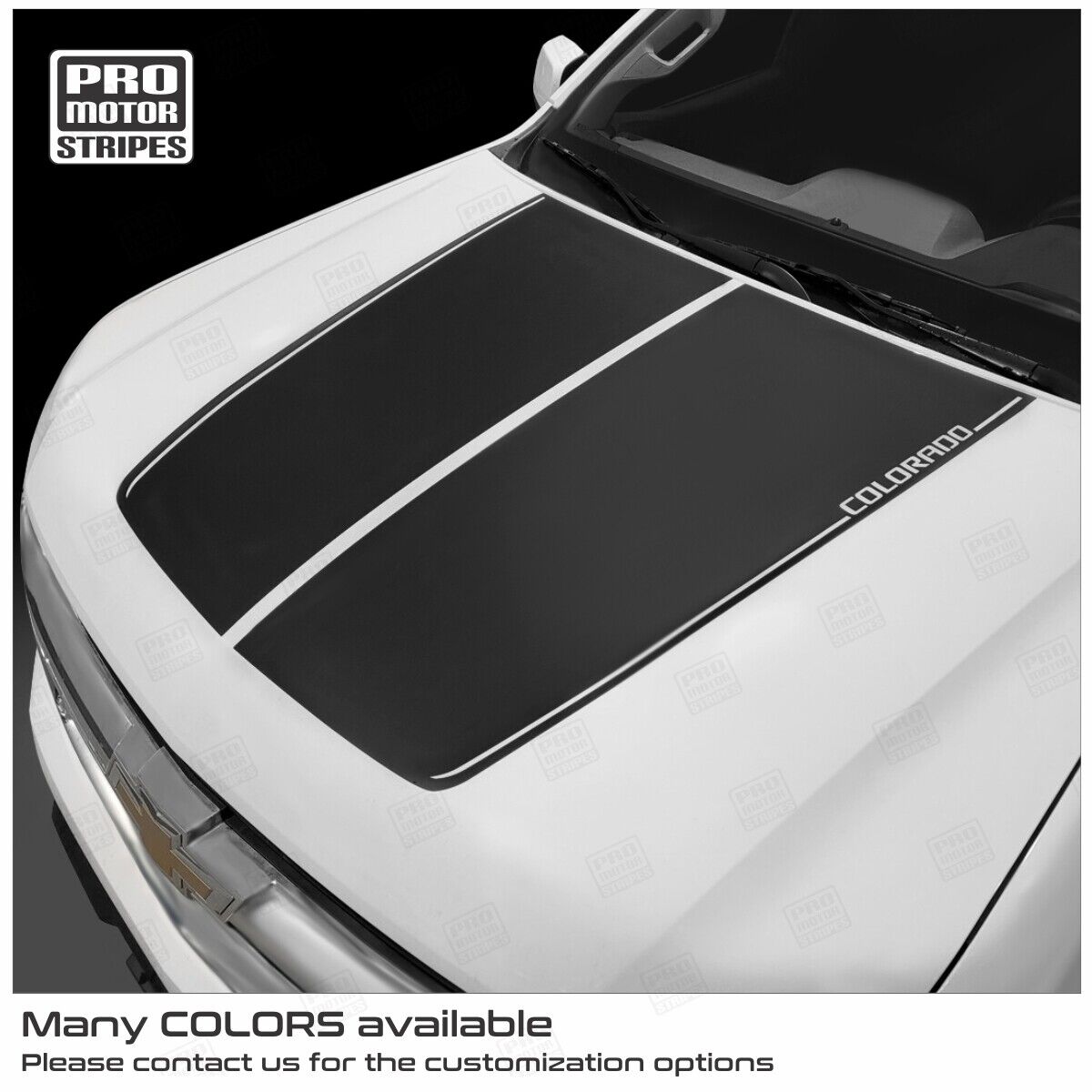 Chevrolet Colorado 2015-2022 Hood Accent Split Stripes Decals (Choose Color)