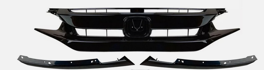 Fits 2019-2021 Honda Civic Sedan Coupe Full Glossy Upper Mesh Grille W/Molding Fits 2019-2021 Honda Civic Sedan Coupe Full Glossy Upper Mesh Grille W/Molding