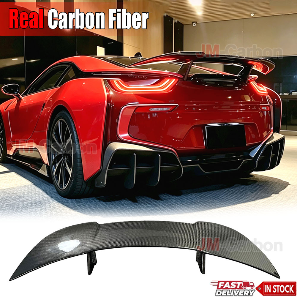 For BMW I8 Coupe 2014-20 Real Carbon Fiber Rear Trunk Spoiler Highkick Wing Lip