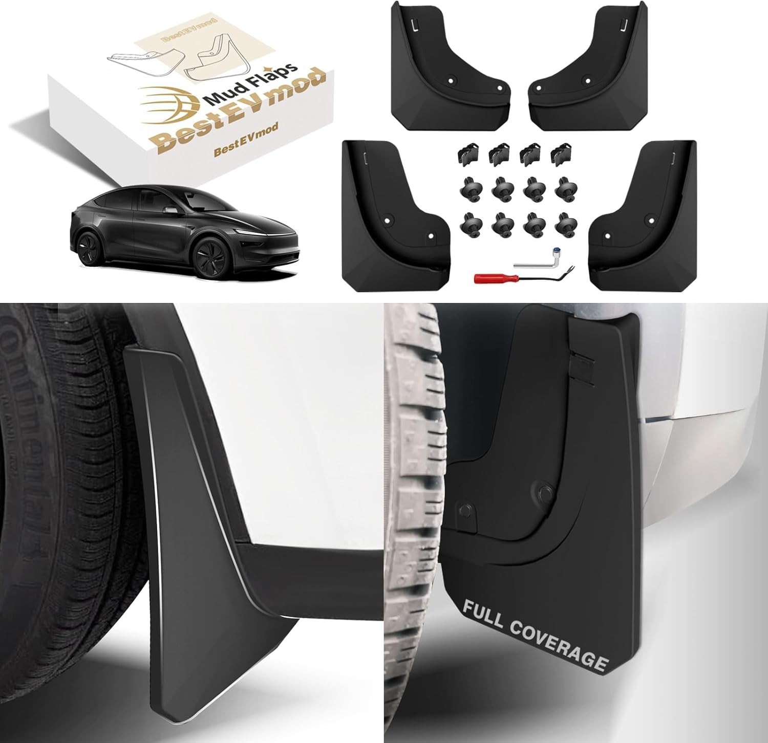 BestEvMod Upgrade Mud Flaps Splash Guards Compatible with 2026 New Tesla Model Y