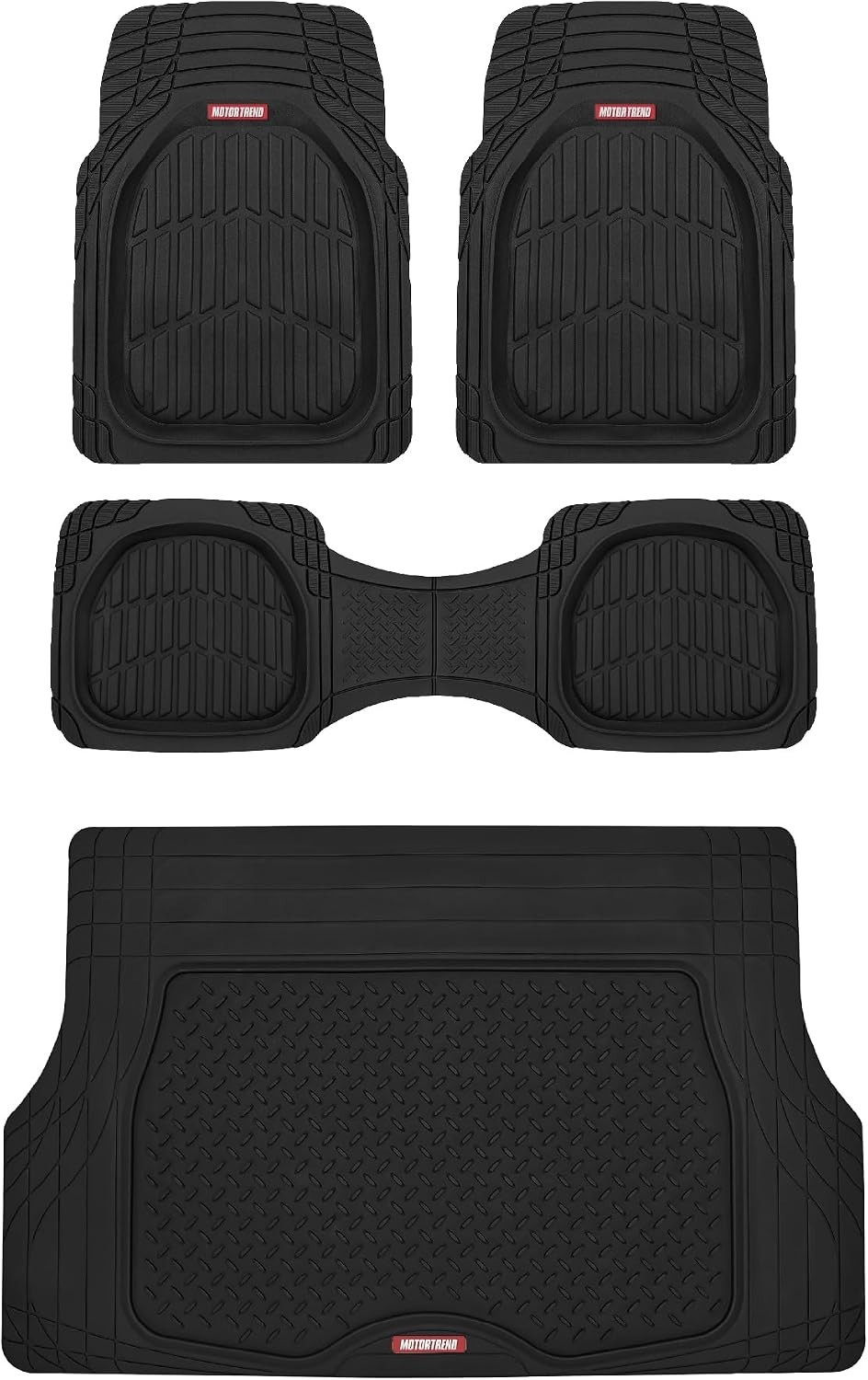 FlexTough 4-Piece Heavy Duty Floor Mats for Cars Trucks SUVs, Automotive Floo...