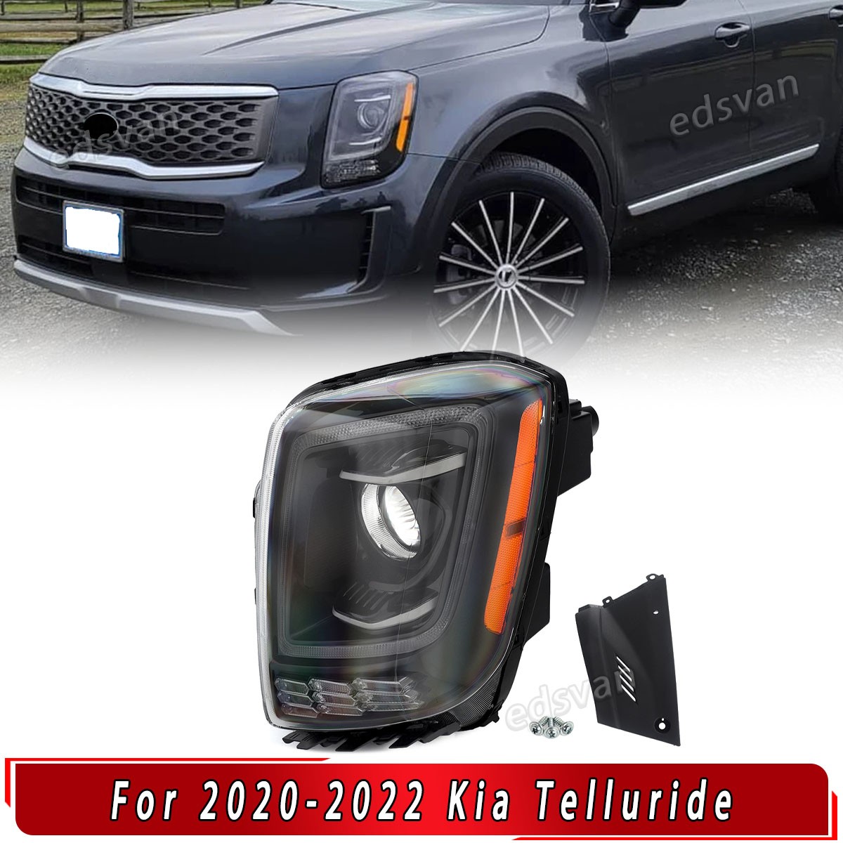 For 2020-2022 Kia Telluride Halogen Headlight W/LED DRL 92101-S9000 Driver Side For 2020-2022 Kia Telluride Halogen Headlight W/LED DRL 92101-S9000 Driver Side
