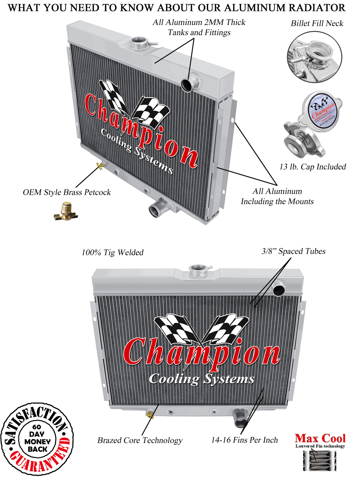 ER Champion 3 Row Radiator Lowerhose Passenger 24