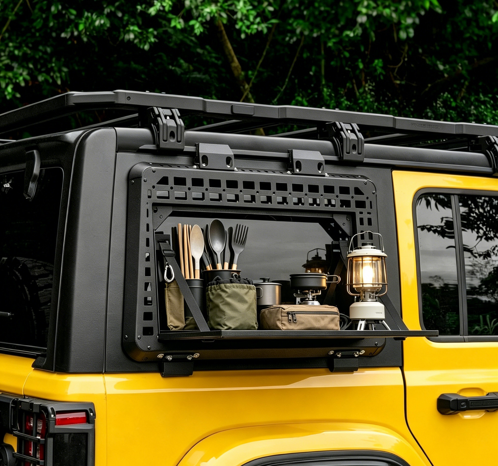Fold Down Worktable Rear Window MOLLE Panel For Jeep Wrangler JL 4 Drs-Right