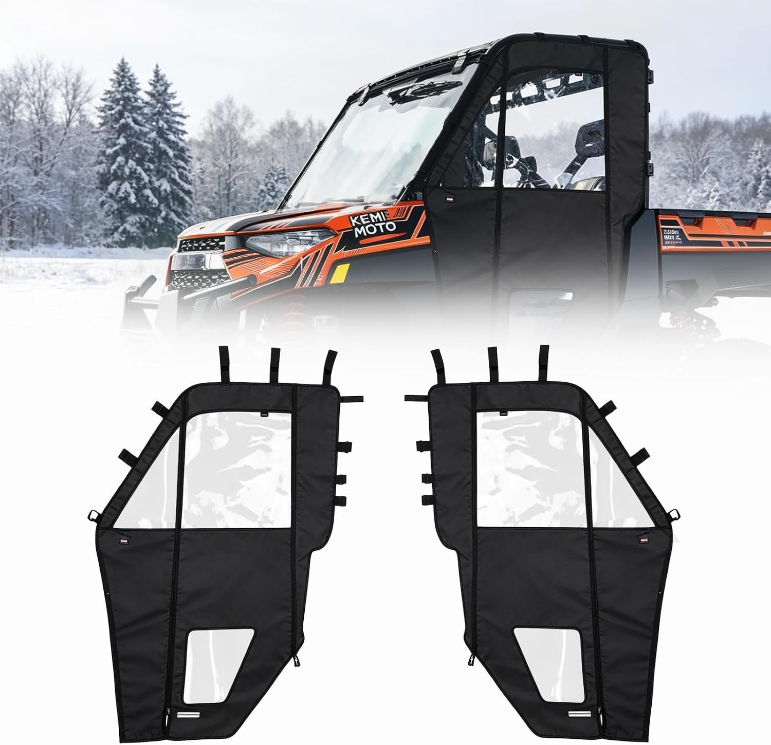KEMIMOTO Upgraded Soft Doors Kit Cab Enclosure for Polaris Ranger XP 1000 17-26