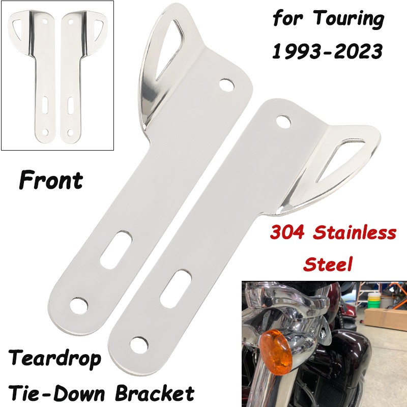Chrome Front Tie Down Brackets For Harley Touring Road King Street Electra Glide Chrome Front Tie Down Brackets For Harley Touring Road King Street Electra Glide