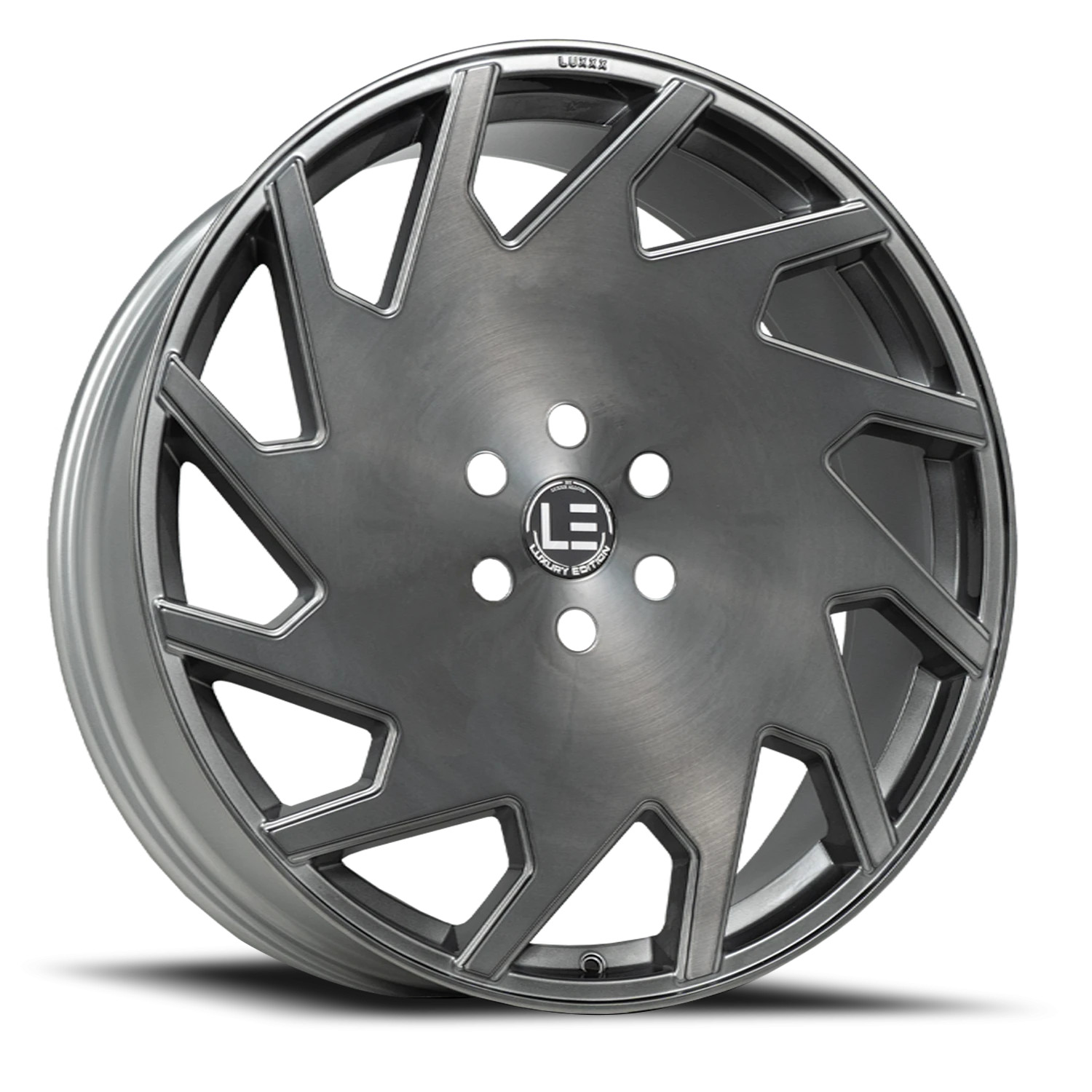 22x9 Luxxx LE 11 Brushed Silver Titanium Black Wheels 5x115 (15mm) Set of 4