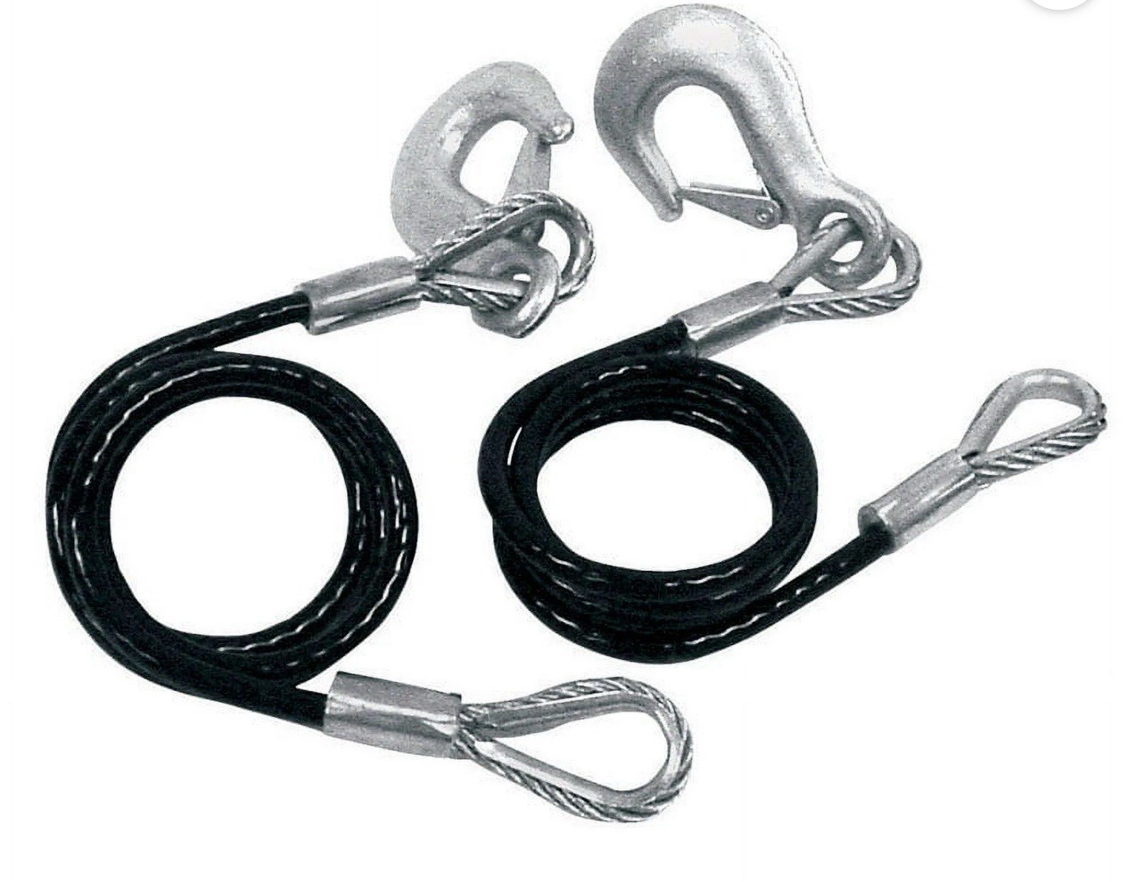 2pk Safety Cables w/Snap Hooks 5000 lbs Break Towing Secure Truck Boat Trailer