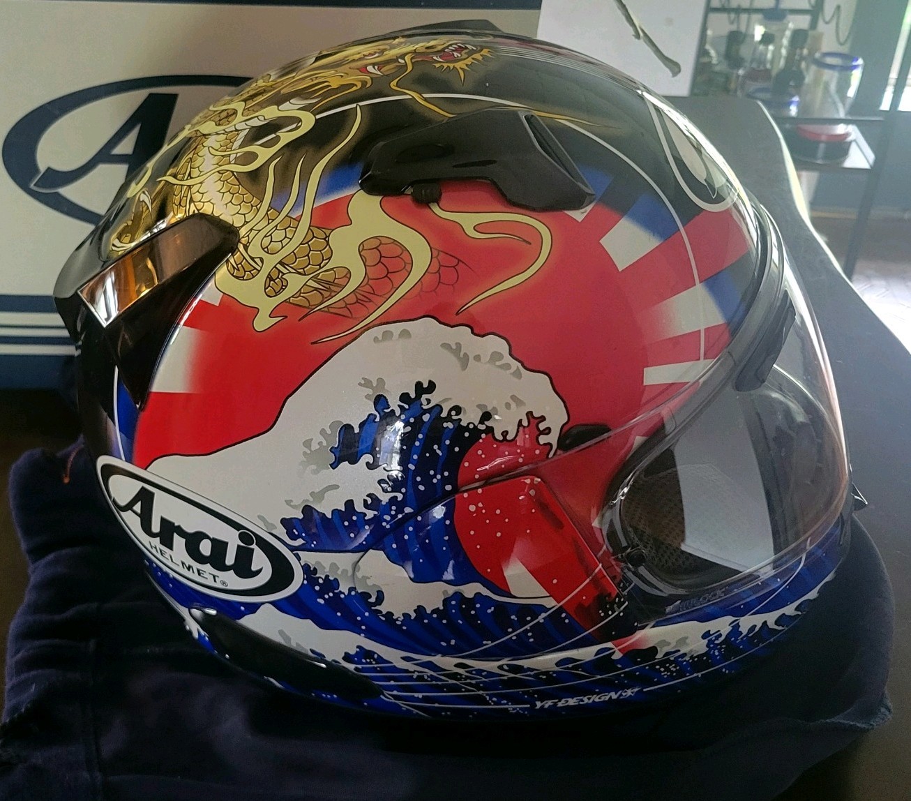 Arai Signet Oriental 2 Motorcycle Helmet Made In Japan Used 2 Visors Carying Bag