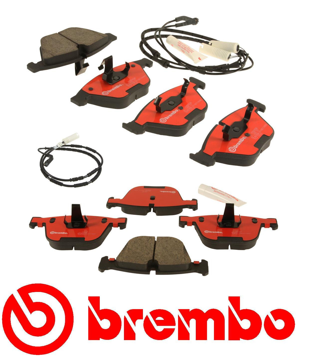 Brembo Front & Rear Ceramic Brake Pads Wear Sensors Set for BMW P06031N P06026N