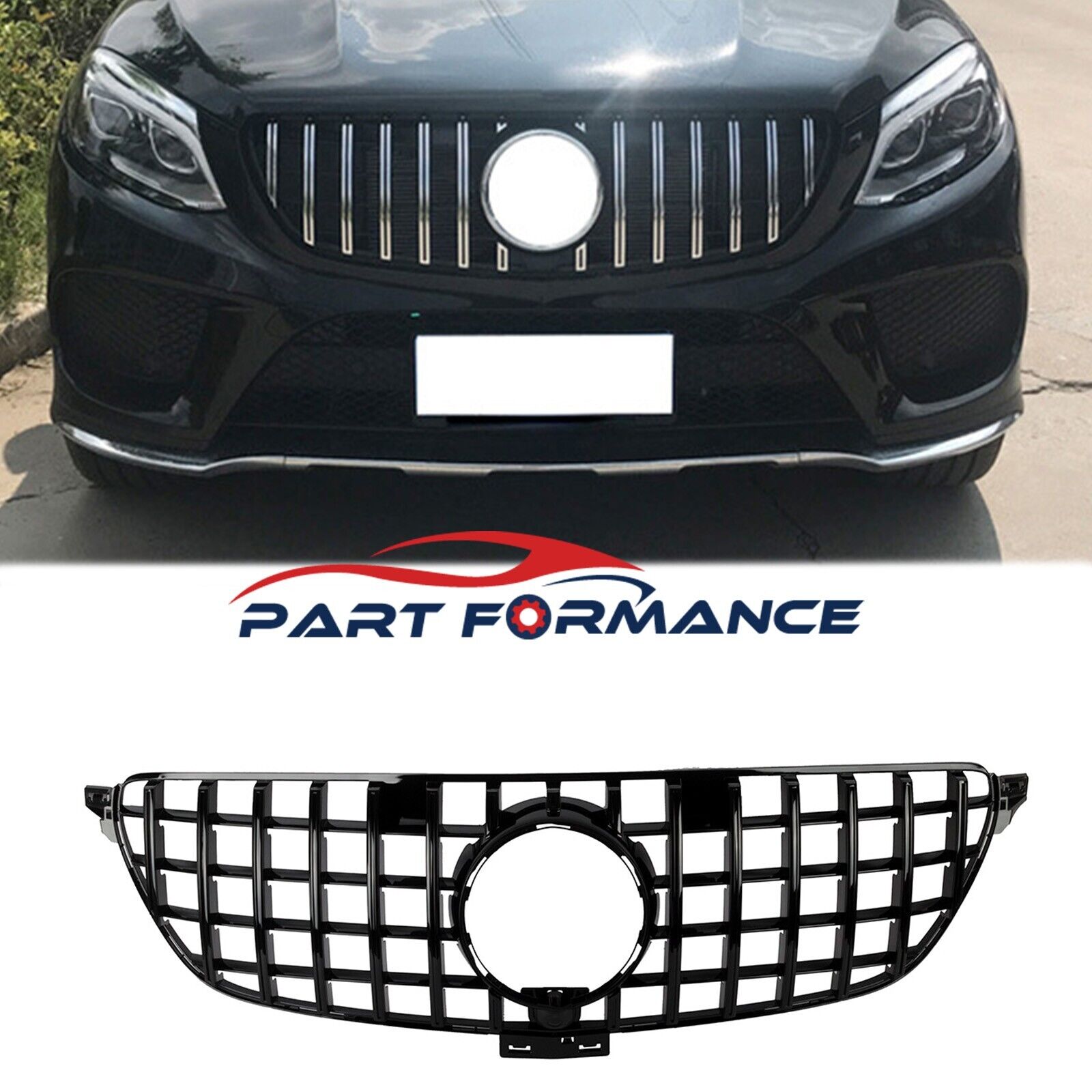 For Mercedes Benz C292 W292 GLE350 GLE43 2016-2019 Gloss Black GT-R Upper Grille