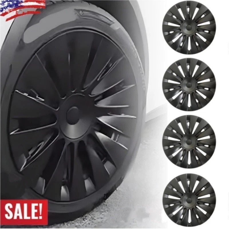 19 inch Full Coverage 4PCS Matte Black Wheel Covers Model Y Hubcaps for Tesla US