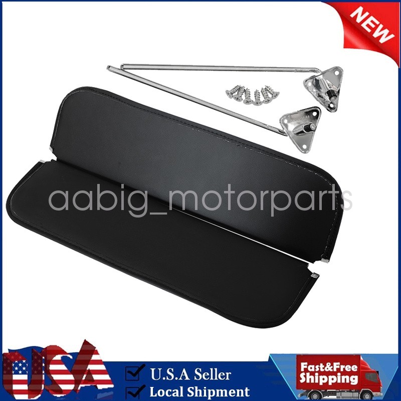 FOR 1955-59 CHEVROLET GMC TRUCK BLACK SUN VISORS & CHROME BRACKETS LEFT+RIGHT US
