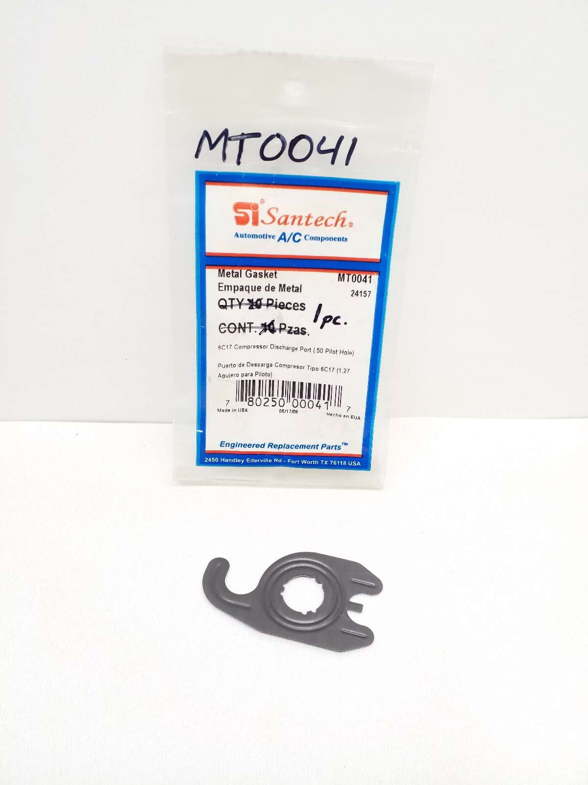 MT0041 Santech Discharge Port Gasket 6C17 Compressor .50 Pilot Hole - Qty. 1 pc.