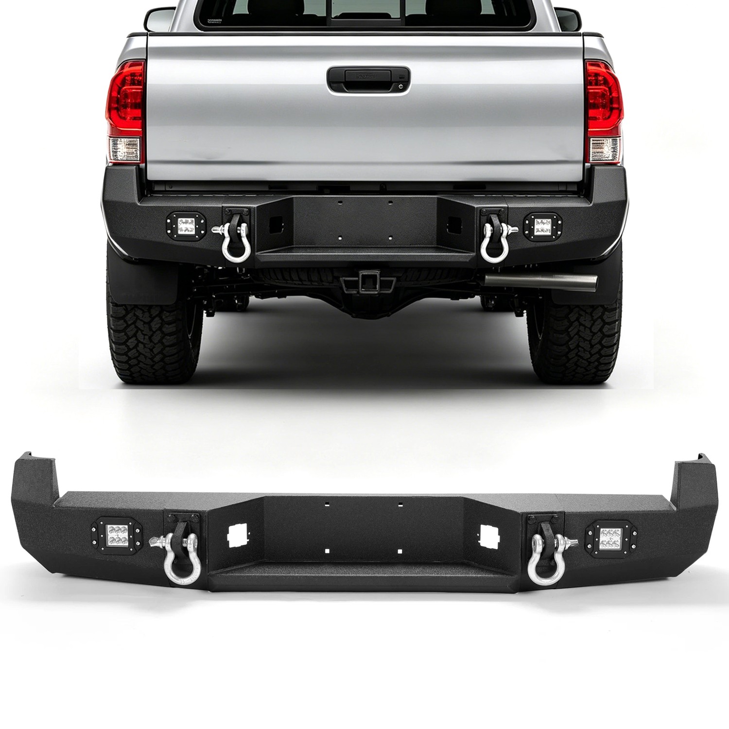 3PCS Rear Bumper w/License Plate & LED Lights Steel For Toyota Tacoma 05-15 New