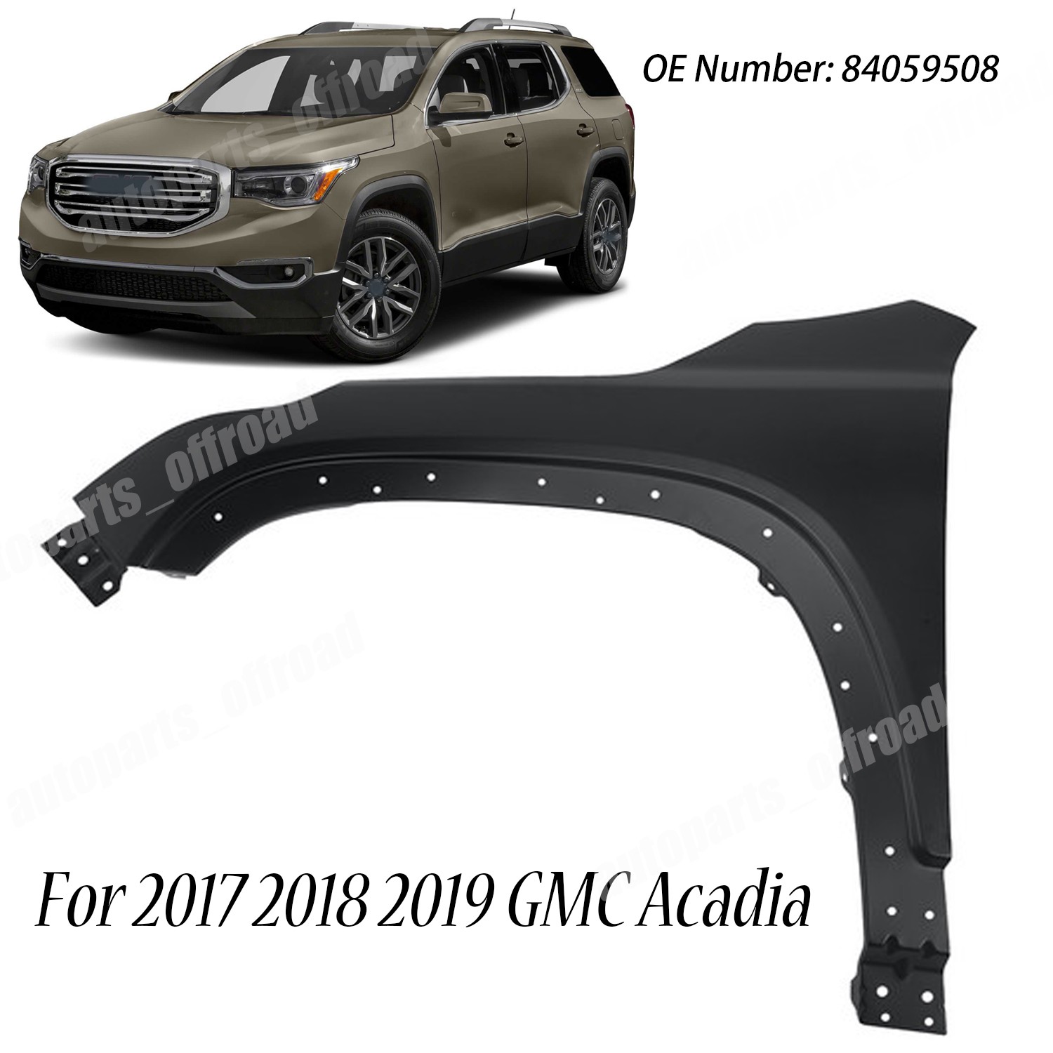 Front Fender Left Driver Side Fits For 2017-2019 GMC Acadia Steel Primed Panel