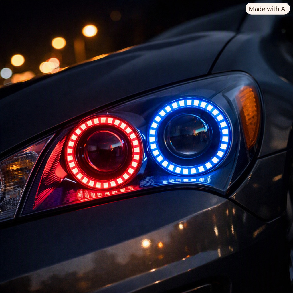 Universal RGB LED Angel Eye Halo Ring Car Headlight DRL Fog Light Speaker Grille