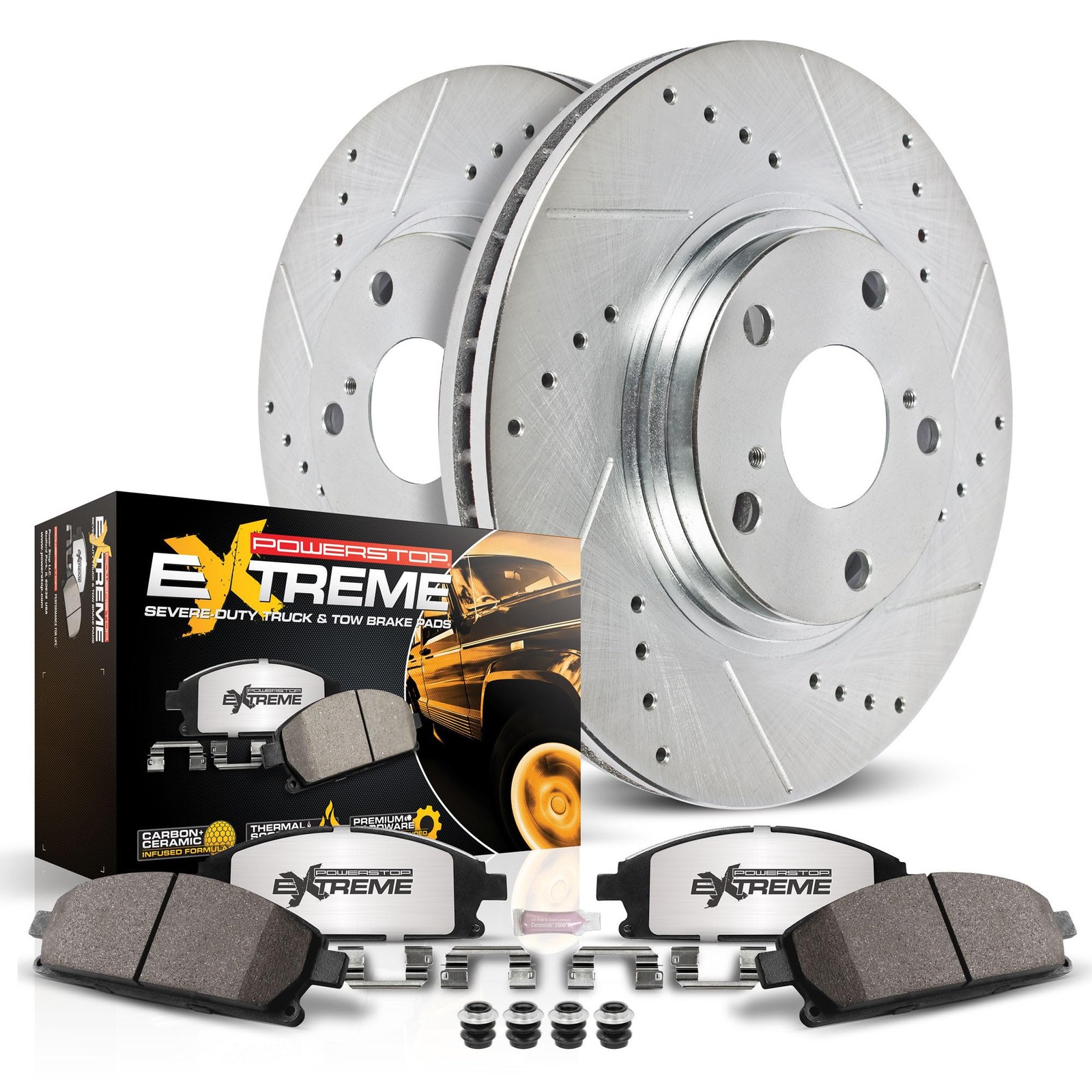 Brake Pad Rotor Kit Rear Truck Tow Z36 Silver PowerStop K3073-36 rotors