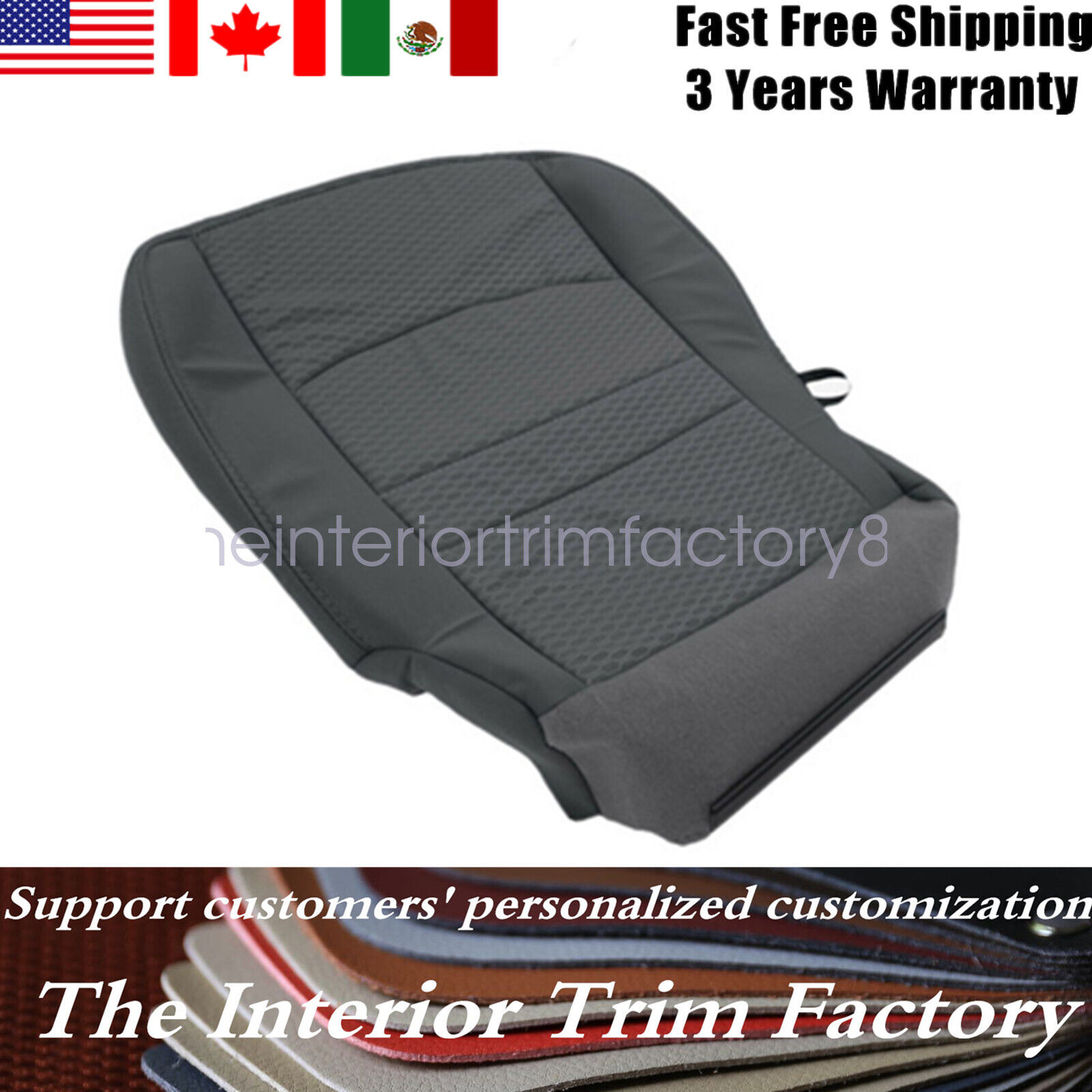 For 2016 2017 2018 Dodge Ram 1500 2500 3500 Driver Bottom Gray Cloth Seat Cover