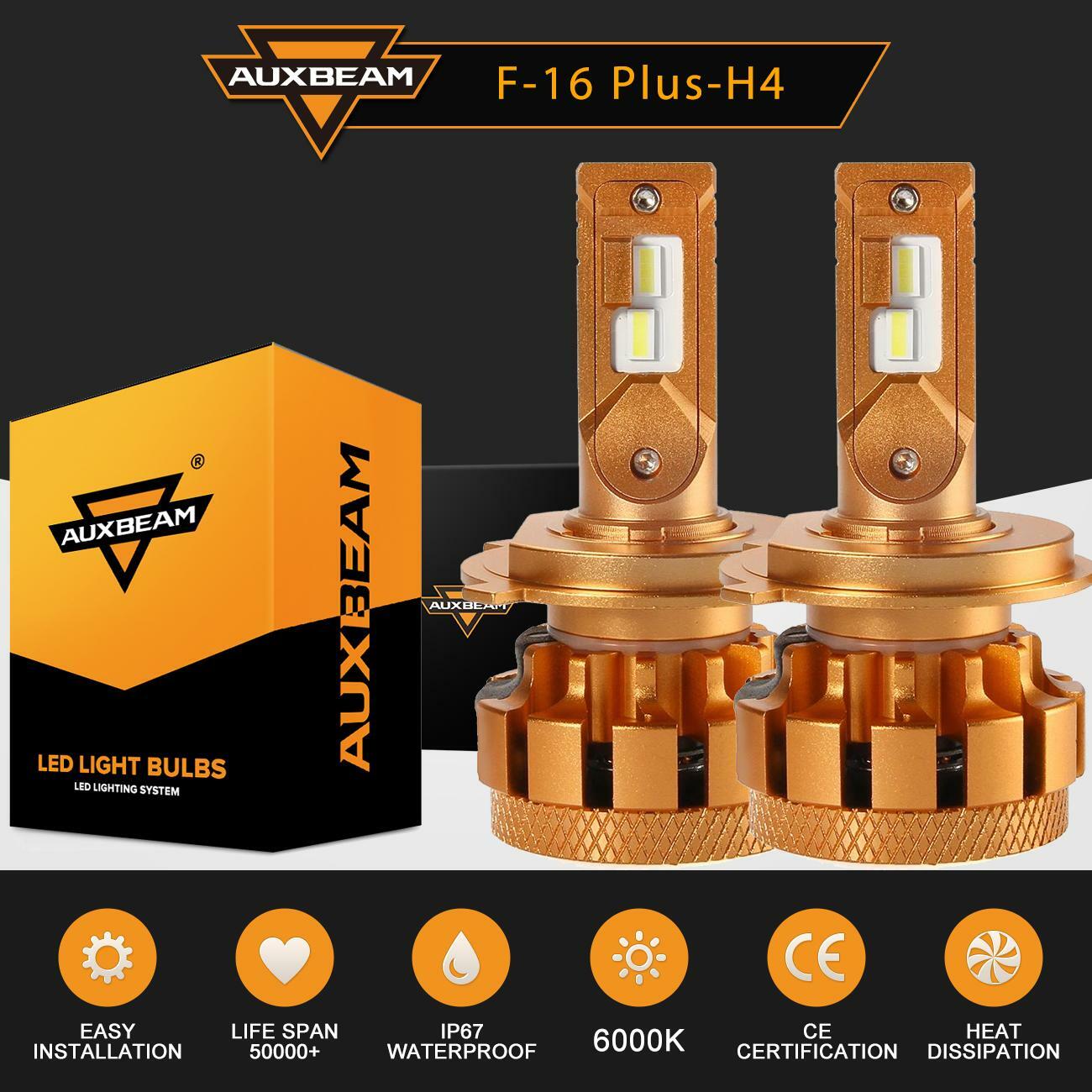Auxbeam F-16 Plus H4 9003 LED Headlight Conversion Kit 6000K Hi/Lo Canbus Bulbs Auxbeam F-16 Plus H4 9003 LED Headlight Conversion Kit 6000K Hi/Lo Canbus Bulbs