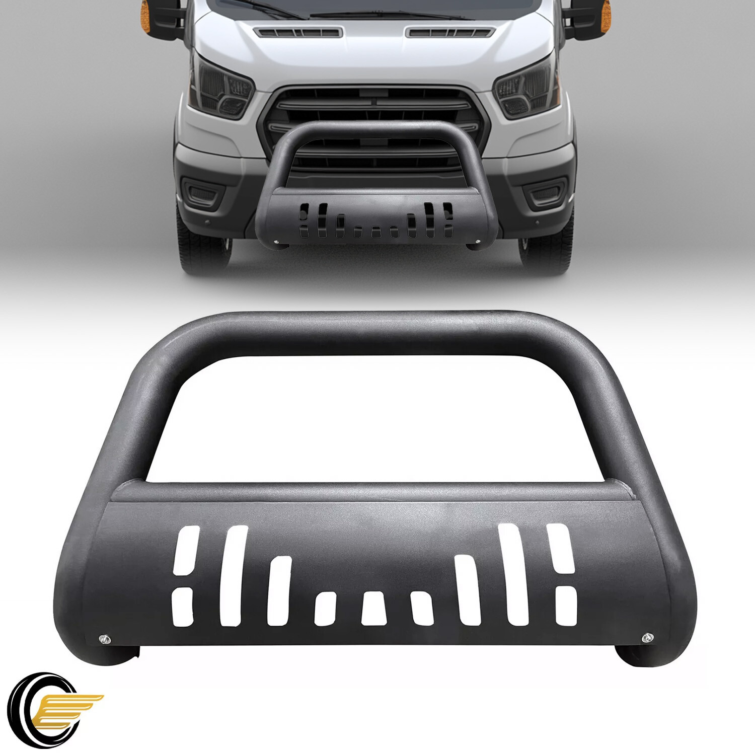 For 2015-22 Ford Transit-350 HD Front Bull Bar Skid Plate Electrophoresis Steel