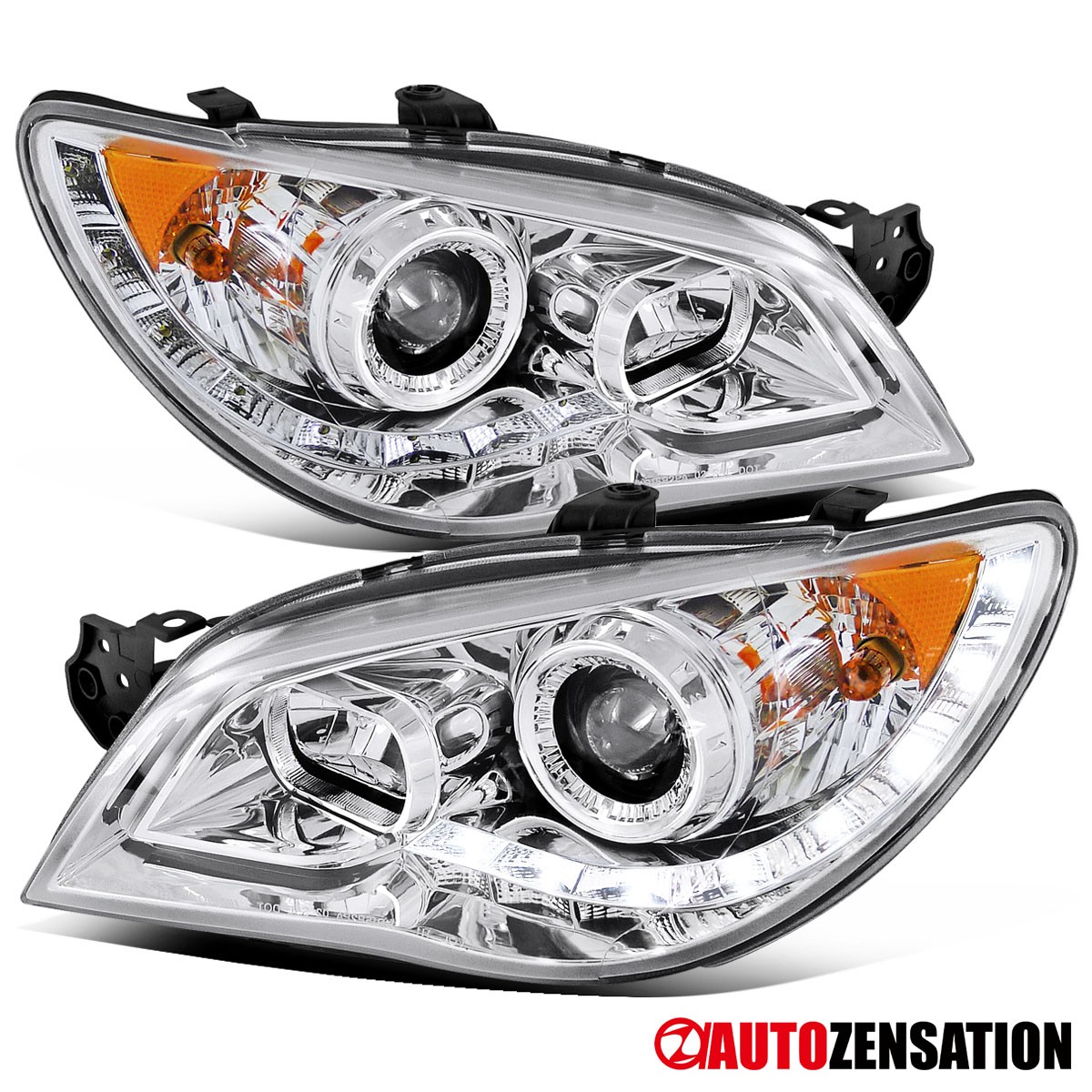 Fit 2006-2007 Subaru Impreza WRX STI LED Strip Projector Headlights Left+Right