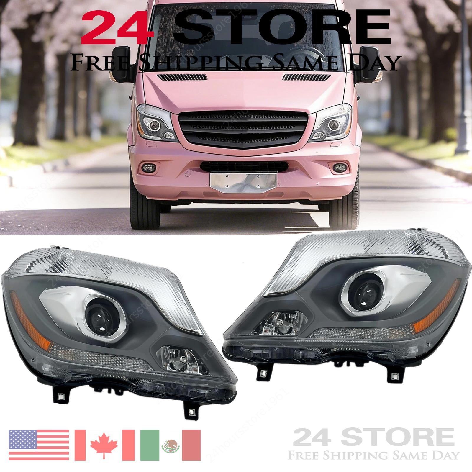 A Pair HID Headlights For 2014-2018 Mercedes-Benz Sprinter 2500 3500 Left Right