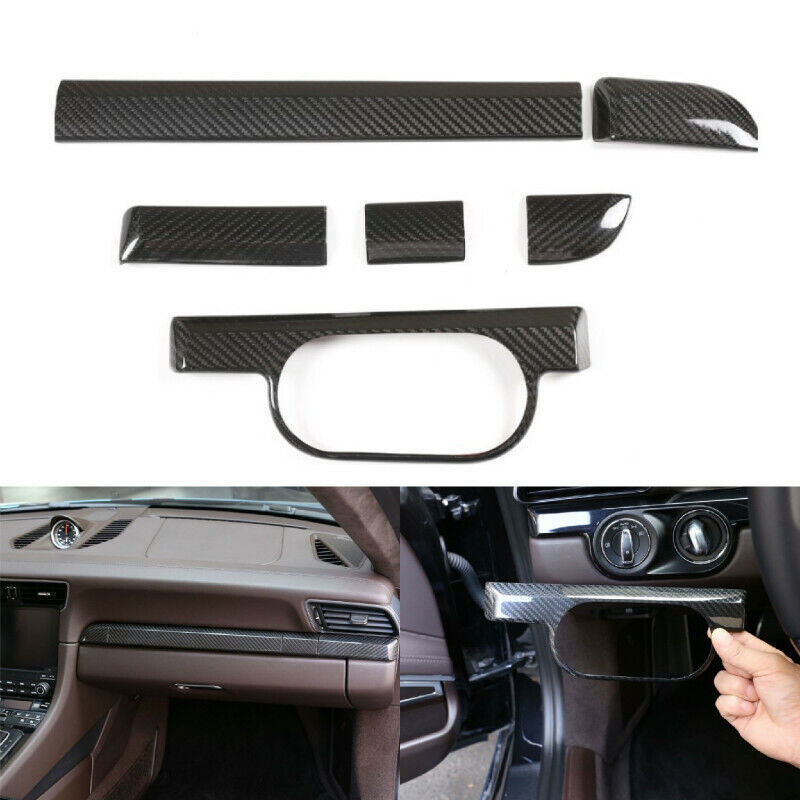 6X Real Carbon Fiber Interior Cover Trim For Porsche 718 Boxster Cayman 981 982