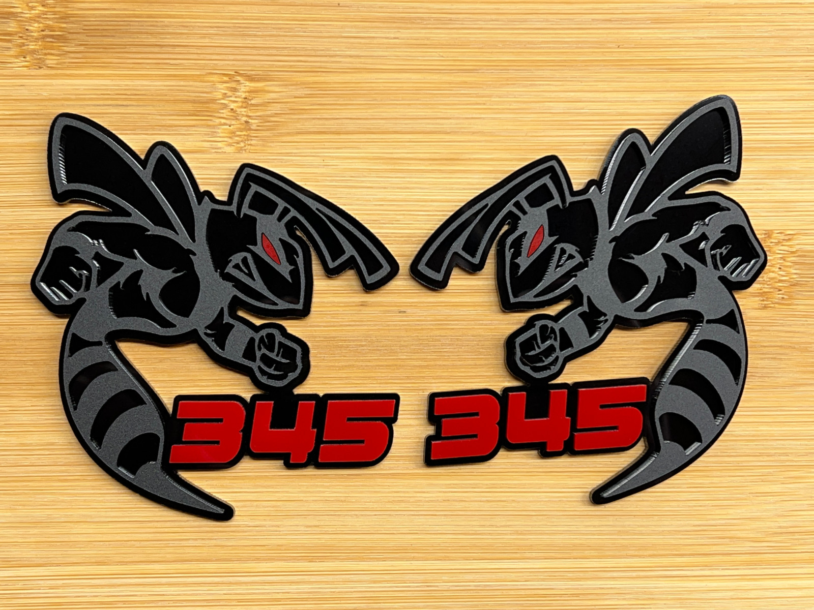 345 Hornet Badges Emblem BEE (2) Red Eye BADGES Fender Angry  Aggressive