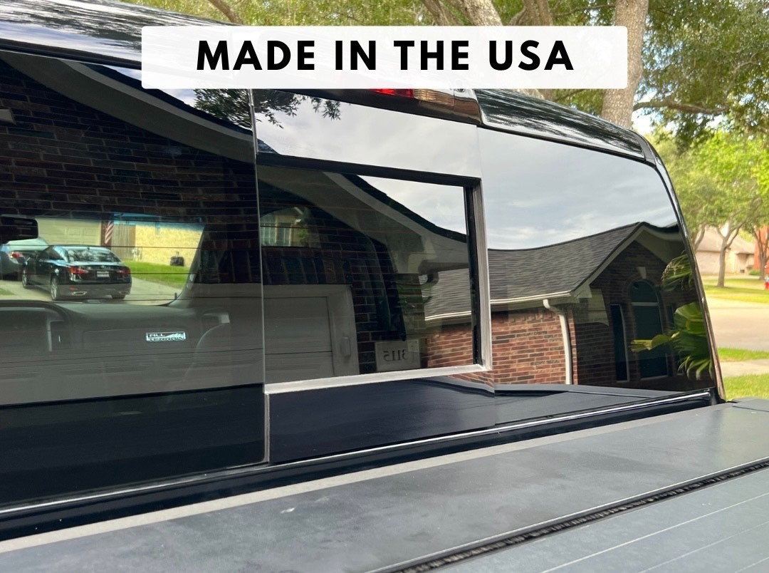**2014-2018 Gloss Black Silverado/Sierra Rear Sliding Window Trim**