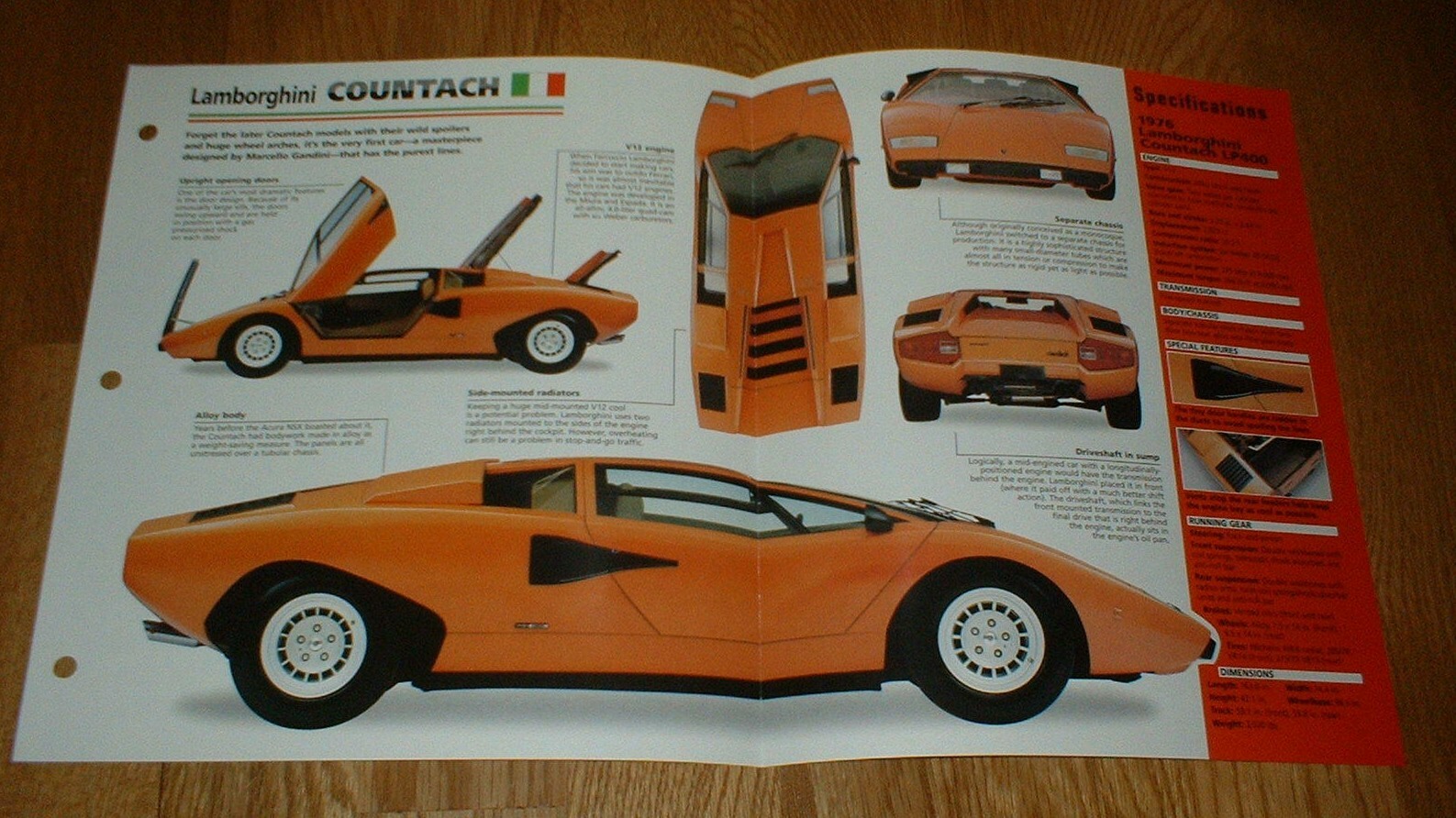 1976 LAMBORGHINI COUNTACH LP400 BROCHURE SPECS SHEET POSTER PHOTO LP 400