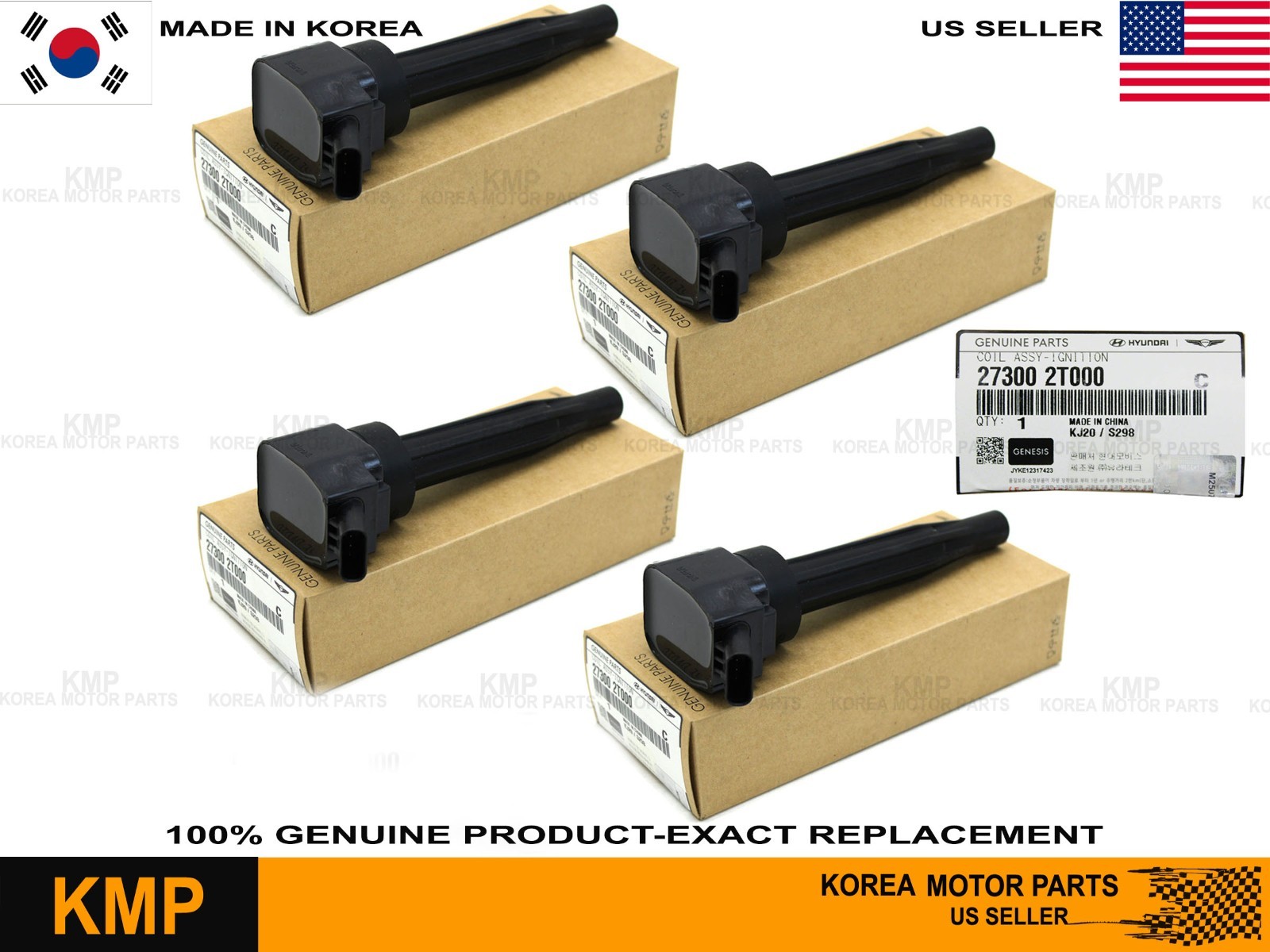 Genuine⭐4PCS Ignition Coils for 21-26 Genesis Hyundai Kia 2.5L Turbo 27300-2T000
