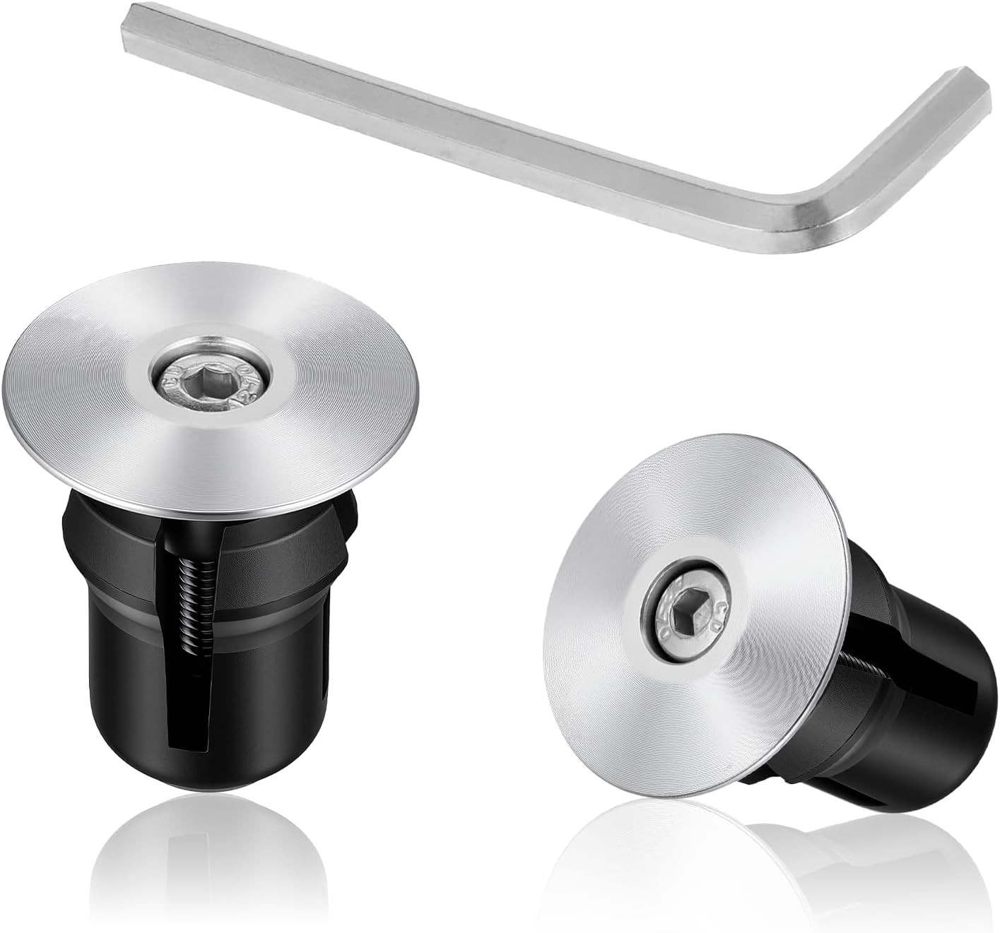 Handlebar End Caps Bar End Plugs Caps, Aluminum Adjustable Bike Bar Ends Silver Handlebar End Caps Bar End Plugs Caps, Aluminum Adjustable Bike Bar Ends Silver