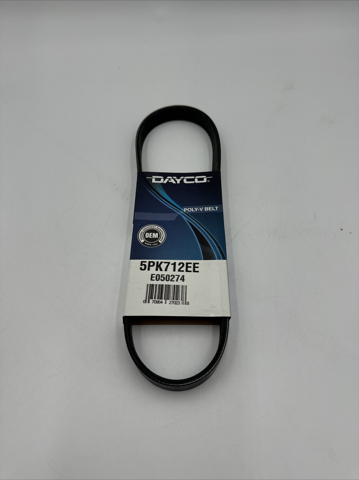 Dayco Stretch Serpentine Belt; 28.03 Long, 5 Rib Count: 5PK712EE Dayco Stretch Serpentine Belt; 28.03 Long, 5 Rib Count: 5PK712EE