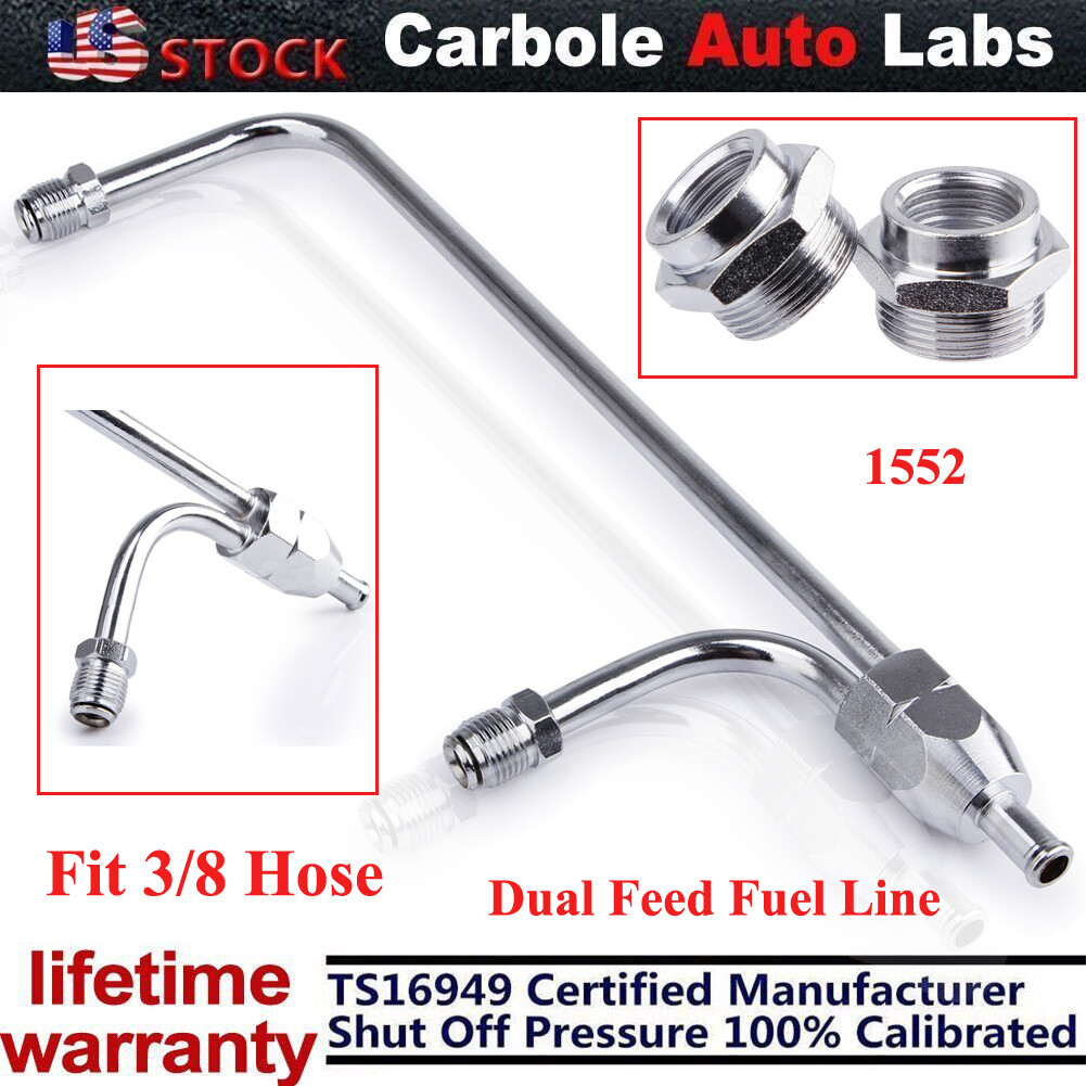 Chrome Dual Feed Fuel Line For Holley Carburetor 4150 Double Pumper 3/8 Hose SBC