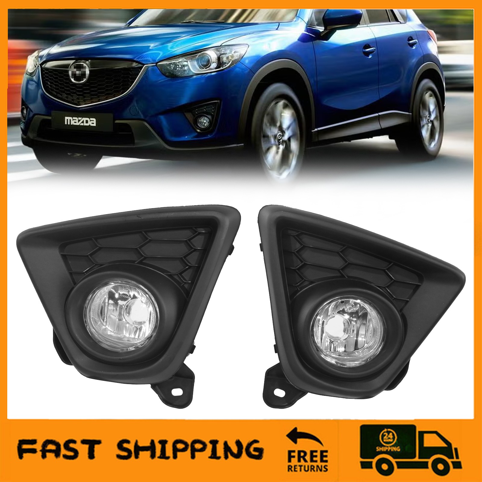 For 2013-2016 13-16 Mazda CX-5 CX5 Fog Lights Front Bumper Driving Lamp Clear