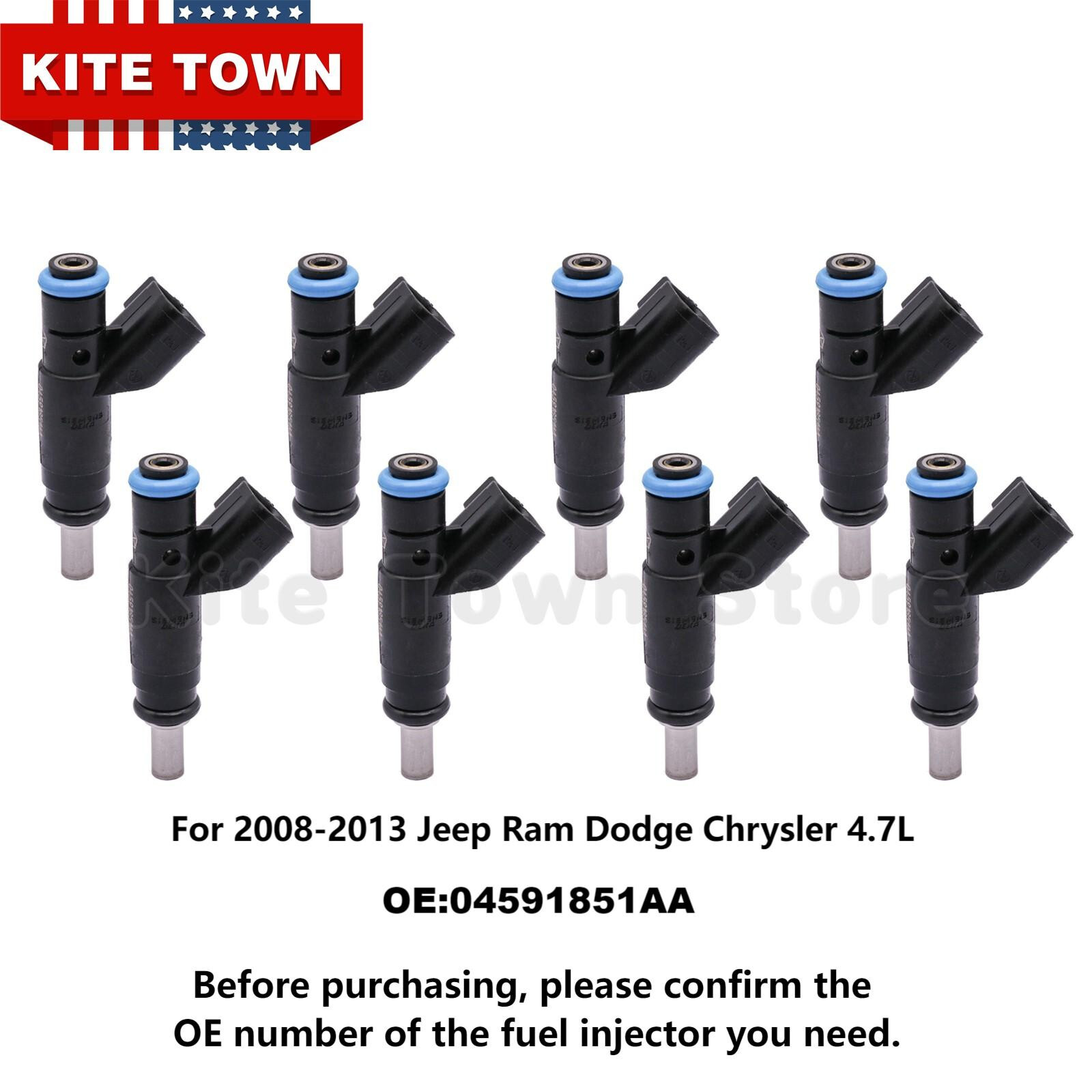 8x Genuine Mopar Fuel Injectors For 2008-13 Chrysler V8 04591851AA