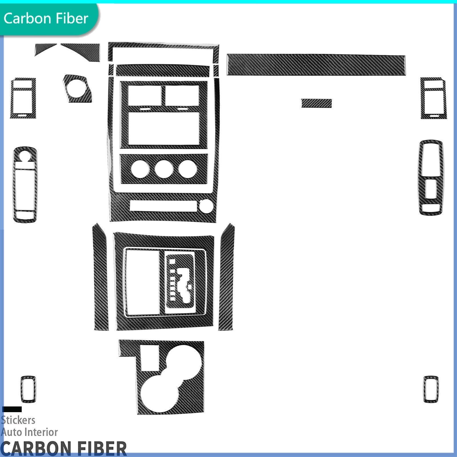 24Pcs Jeep Cherokee interior full carbon fibre kit stickers  2008-2012
